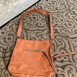 Beautiful brown purse w braided details- never used!!!